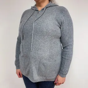 Steel Grey Cashmere Hoodie Jumper Extra Large